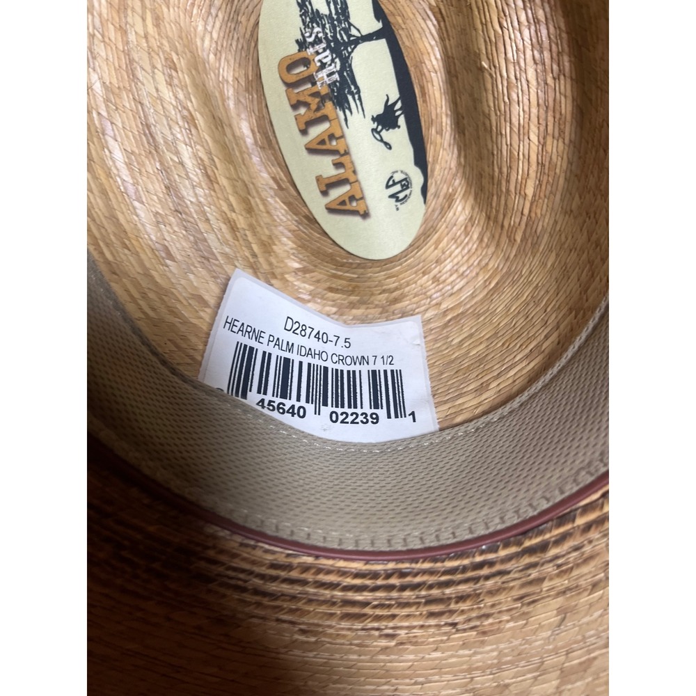 Alamo Hats Hearne Palm Idaho Crown Tan Straw Cowboy Hat 7 1/2 D28740-7.5 - Picture 5 of 6
